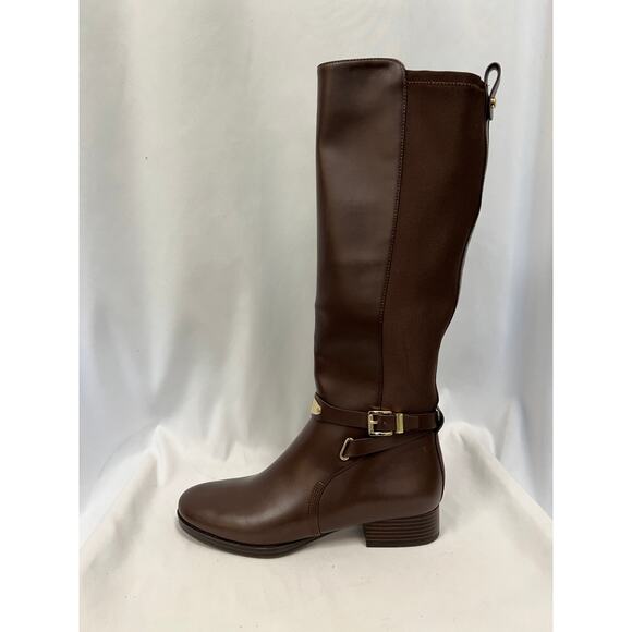 Michael Kors Arley Chocolate Brown Faux Leather Riding Boot Women's US 10 - Picture 1 of 15